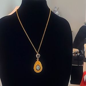 Grand Bazaar Turquoise & Swarovski crystals Teardrop pendant necklace ✨️